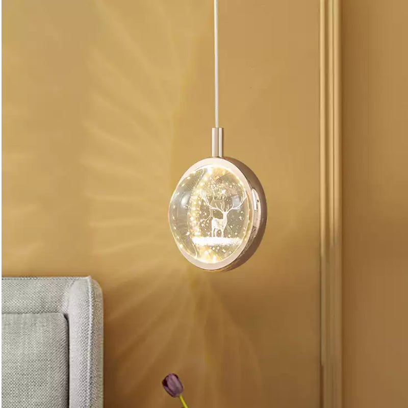 Vivara Art Deco Gold Pendant Light – Globular Metal/Crystal for Bedroom