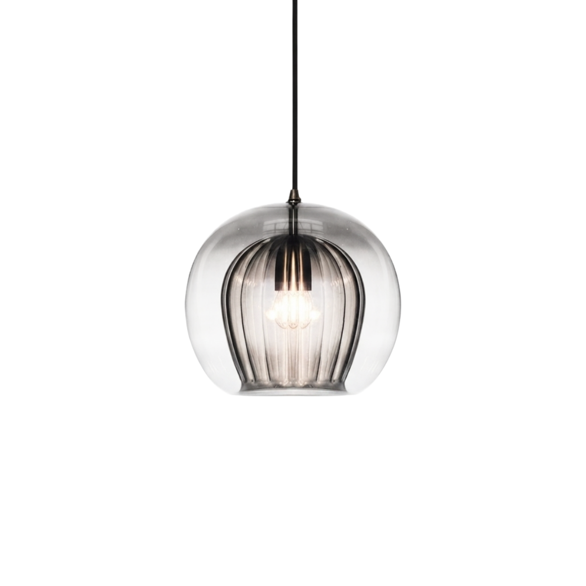 Lámpara colgante Vetro Nordic Globe – Cristal transparente o ámbar para dormitorio