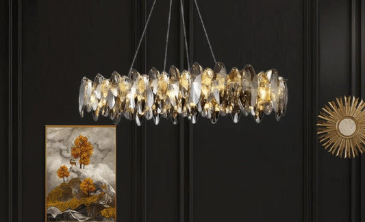 luxury crystal chandelier ambiance enhancing a stylish interior with elegant design and warm light.
