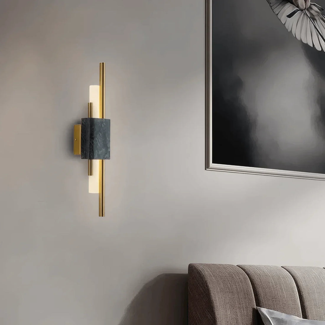 Elegant modern wall lights 2025 illuminating a stylish living room with a contemporary design.