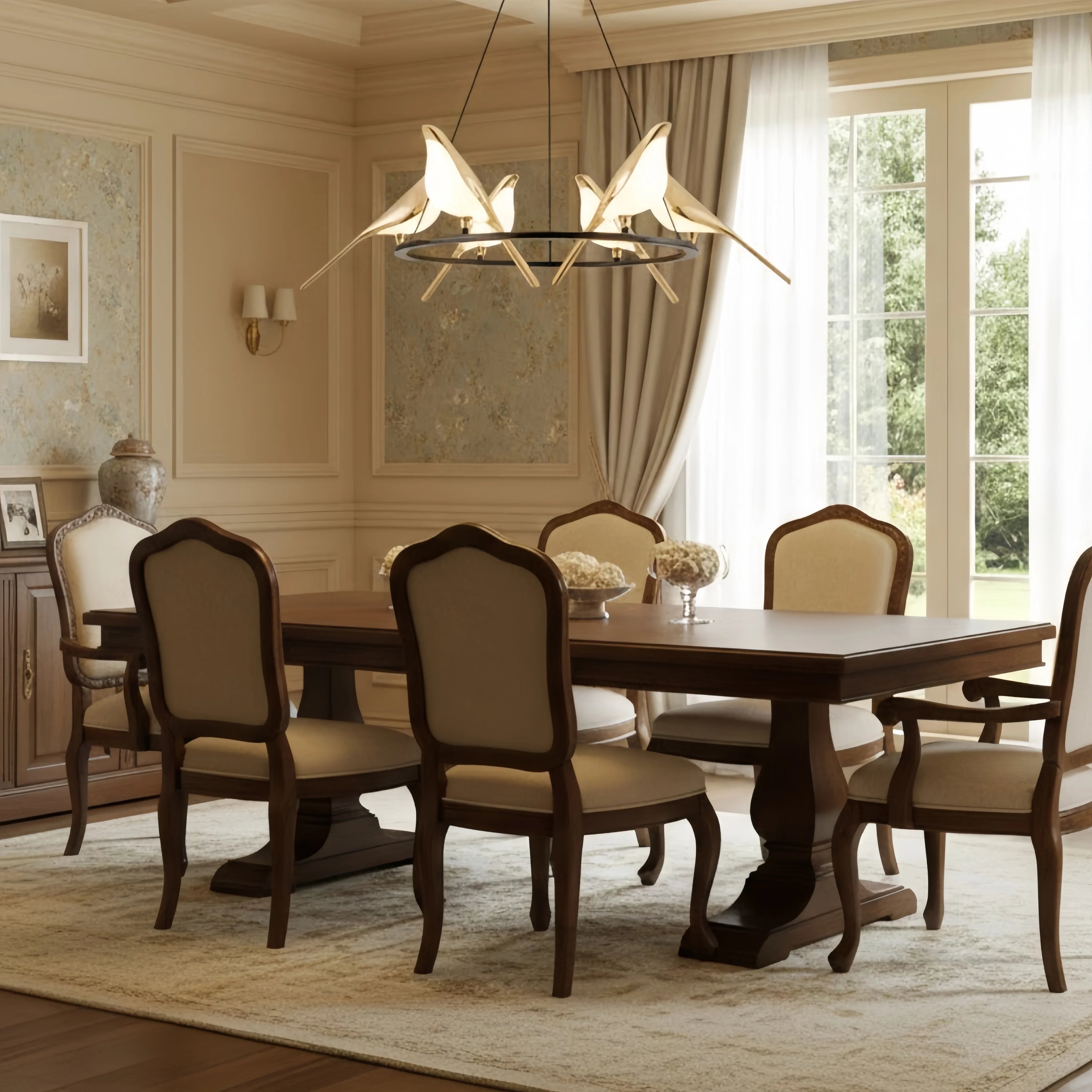 Modern Bird Chandelier - Gold Acrylic Magpie Design for Contemporary Luxury Interiors 