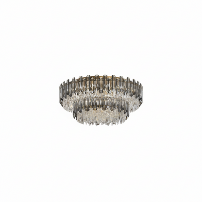 Luxury Crystal Flush Mount Chandelier – Smoky/Clear Dimmable for Living Room