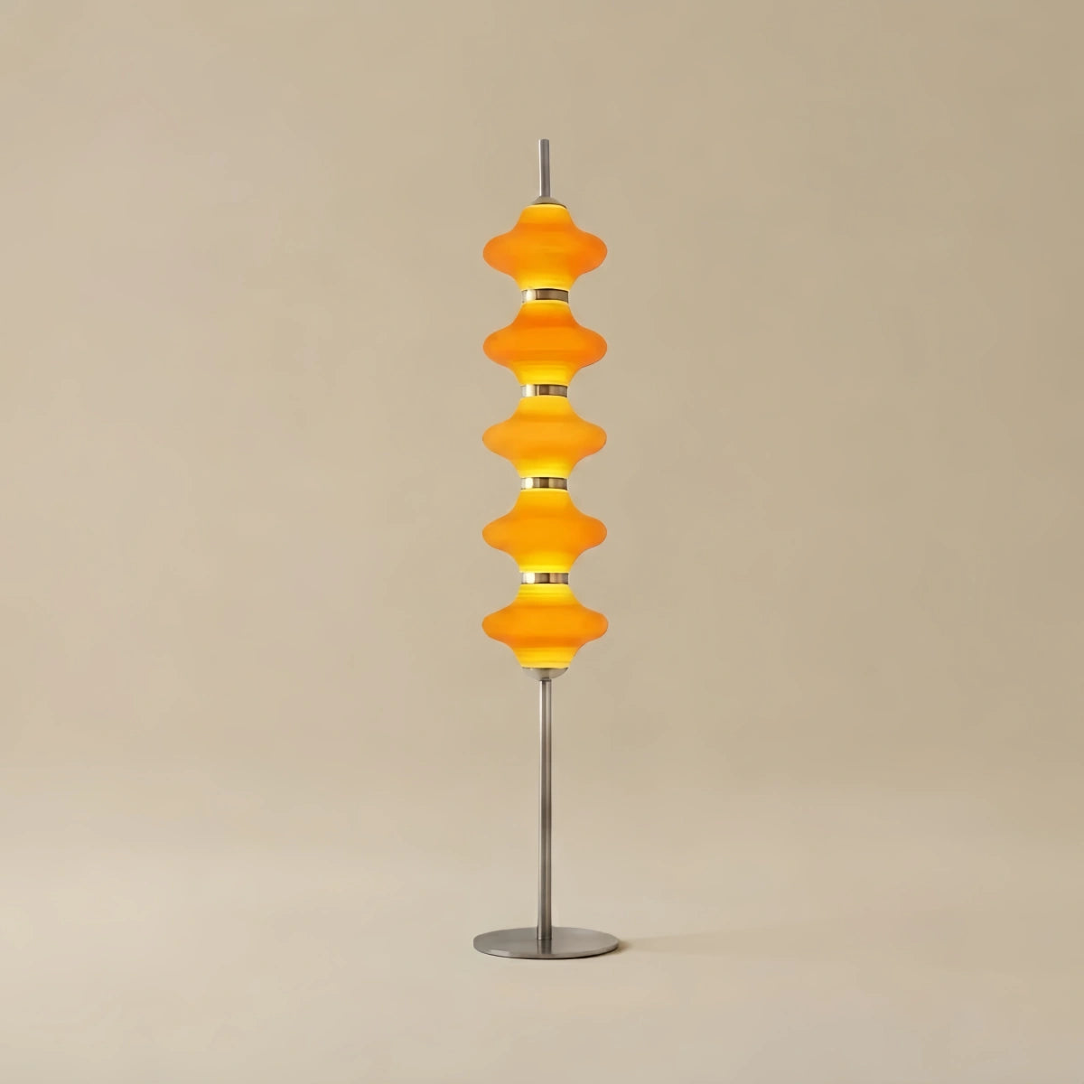 Vivara Modern Metal/Glass Floor Lamp - Orange Lantern Design for Bedroom