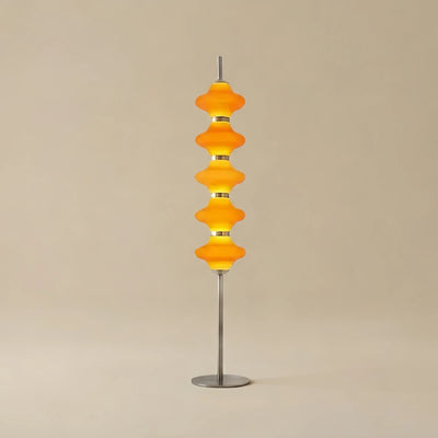 Vivara Modern Metal/Glass Floor Lamp - Orange Lantern Design for Bedroom