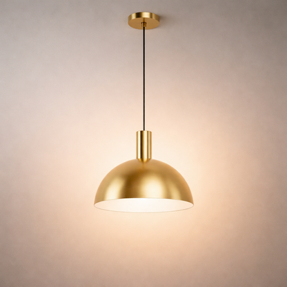 Irondale Mid-Century Pendant Light – Solid Brass in Brushed Gold/Black Matte for Dining Room