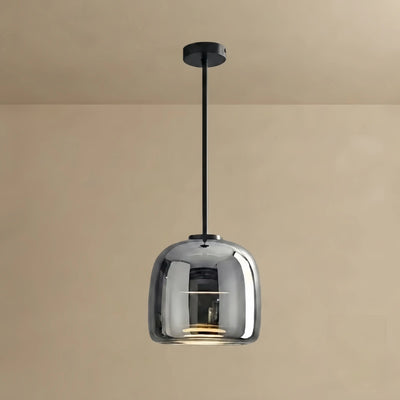 Vetro Modern Hand-Blown Pendant Lamp — Smoked Glass & Metal Accent for Kitchen Island