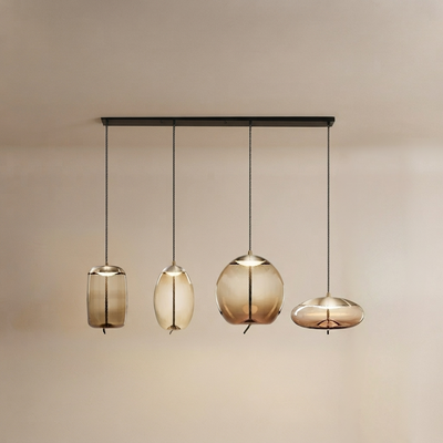 Vetro Modern Blue/Amber Pendant Light - Decorative Glass Geometric Living Room