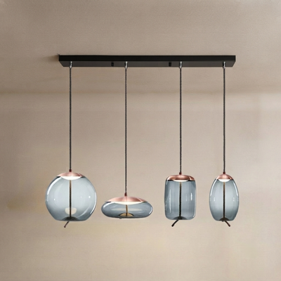 Vetro Modern Blue/Amber Pendant Light - Decorative Glass Geometric Living Room