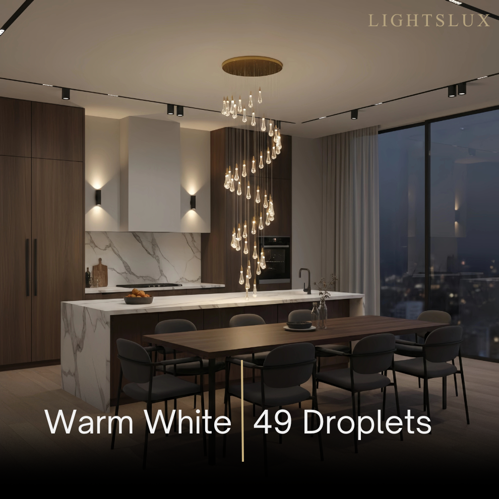 Excelis Luxury Crystal Drop Chandelier with Spiral Design