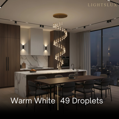 Excelis Luxury Crystal Drop Chandelier with Spiral Design