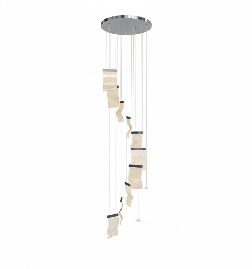 Excelis Royal Leaf-Layered Chandelier – Acrylic in Metallic Gold or Black Ash Dimmable