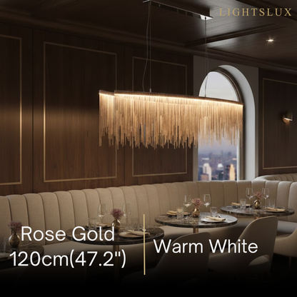 Gold or Chrome Pendant Light – Luxury Tassel Metal Fixture for Dining Room