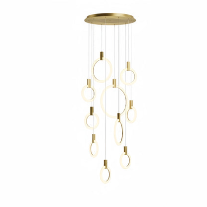 Excelis Luxury Layered Ring Chandelier – Concentric Design for Staircase & Living Room