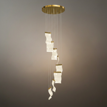Excelis Royal Leaf-Layered Chandelier – Acrylic in Metallic Gold or Black Ash Dimmable