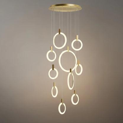 Excelis Luxury Layered Ring Chandelier – Concentric Design for Staircase & Living Room