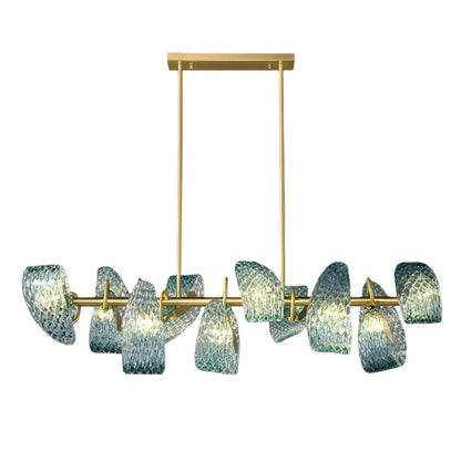 Art Deco Peacock Chandelier – Blue Feather Art Glass Contemporary for Dining Room Bedroom