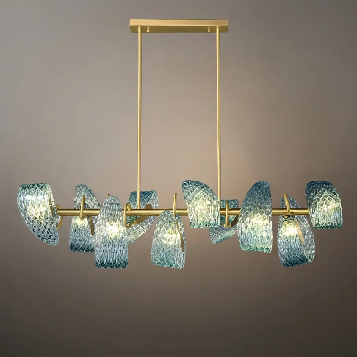 Art Deco Peacock Chandelier – Blue Feather Art Glass Contemporary for Dining Room Bedroom