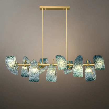 Art Deco Peacock Chandelier – Blue Feather Art Glass Contemporary for Dining Room Bedroom