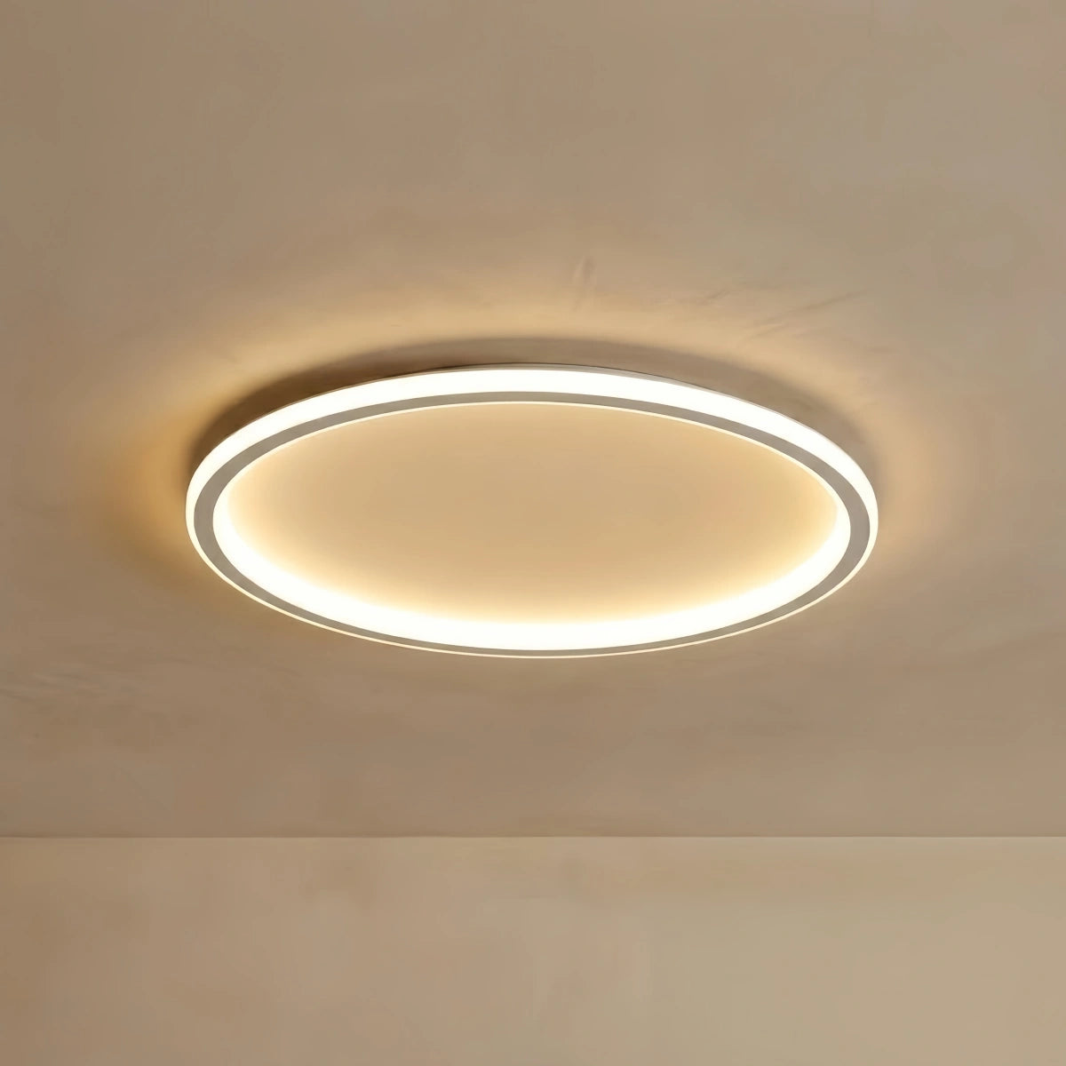 Modern Round Ceiling Light – White Metal for Living Room