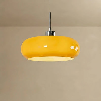 Crema Modern Pendant Light – Orange/White Metal Fixture for Dining Room