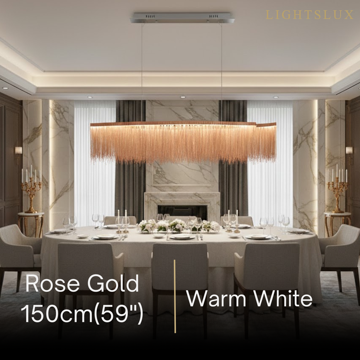 Gold or Chrome Pendant Light – Luxury Tassel Metal Fixture for Dining Room