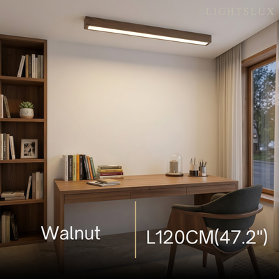 Zenno Minimalist Linear Ceiling Light -- Natural Wood/Walnut for Hallway