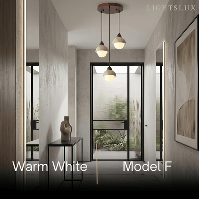 Lámpara Colgante Múltiple Minimalista Strata – Travertino y Madera Nuez Beige para Comedor