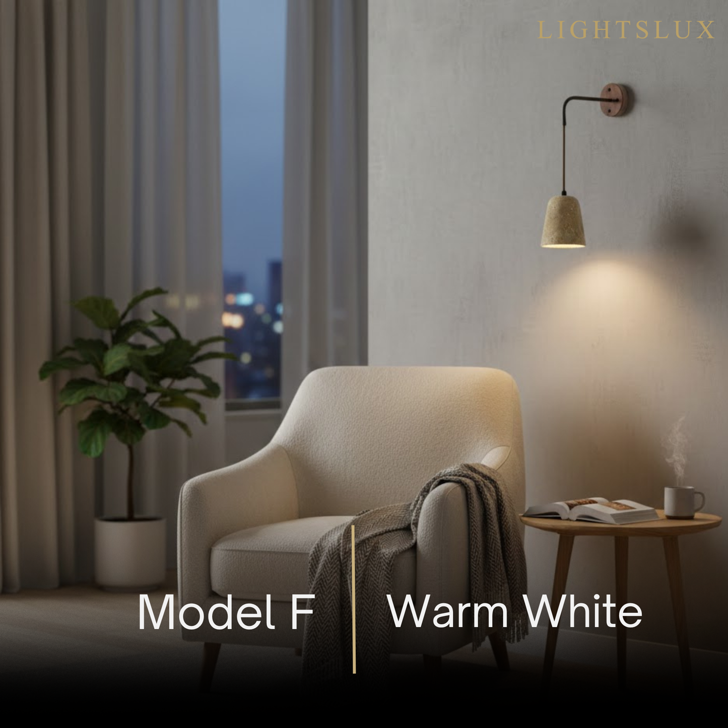 Wall Lamp — Travertine Shade Walnut Wood Socket for Bedside