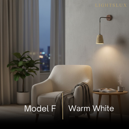 Wall Lamp — Travertine Shade Walnut Wood Socket for Bedside