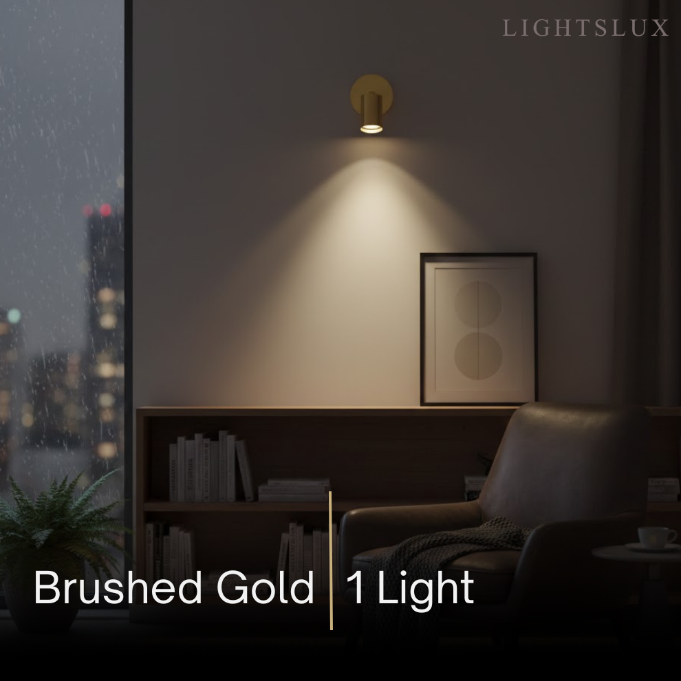 Arcato Minimalist Linear Track Light – Brushed Gold/Matte Black for Living/Study Room