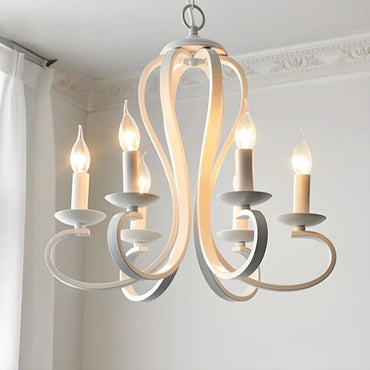 Vintage Candle Chandelier - Metal Multi-Light Fixture
