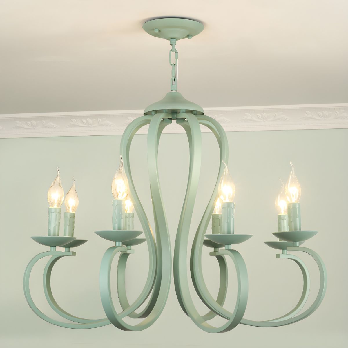 Vintage Candle Chandelier - Metal Multi-Light Fixture
