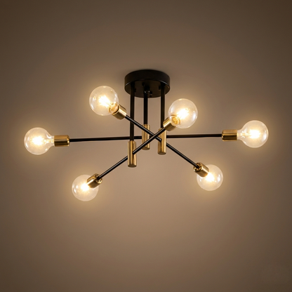 Lámpara de araña Nebula - Moderna, negra/dorada, ramificada, 4/6/8 luces