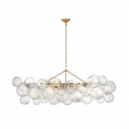 Modern Chandelier – Bubble Etched Glass Golden Chains Artistic for Dining Room/Entryway