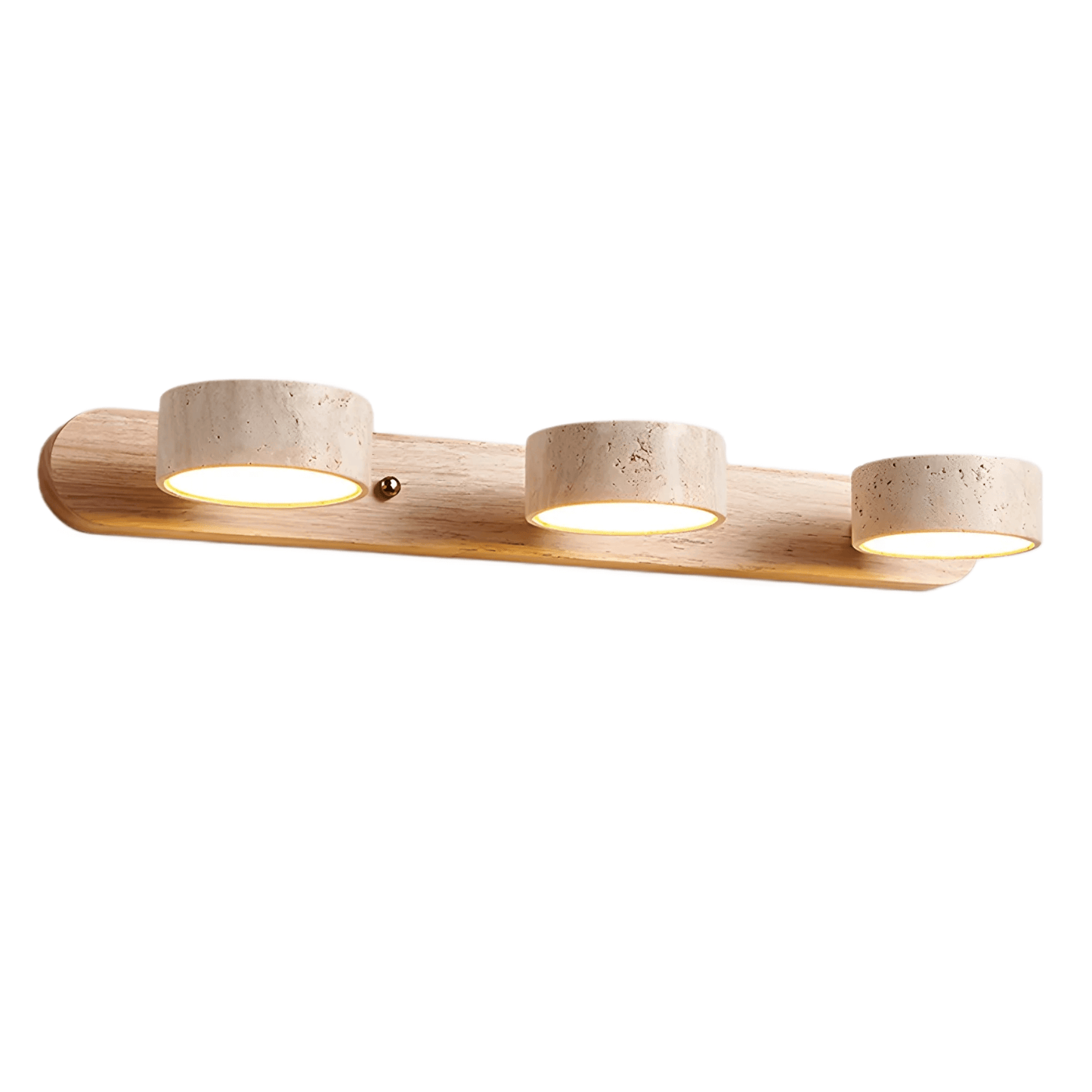Modern Travertine Wall Light – Wood and Stone LED Sconce for Living Room