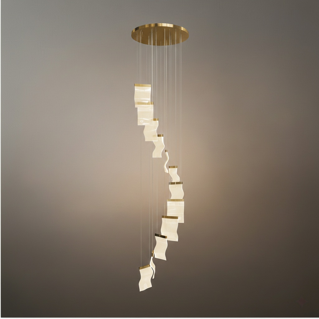 Excelis Royal Leaf-Layered Chandelier – Acrylic in Metallic Gold or Black Ash Dimmable