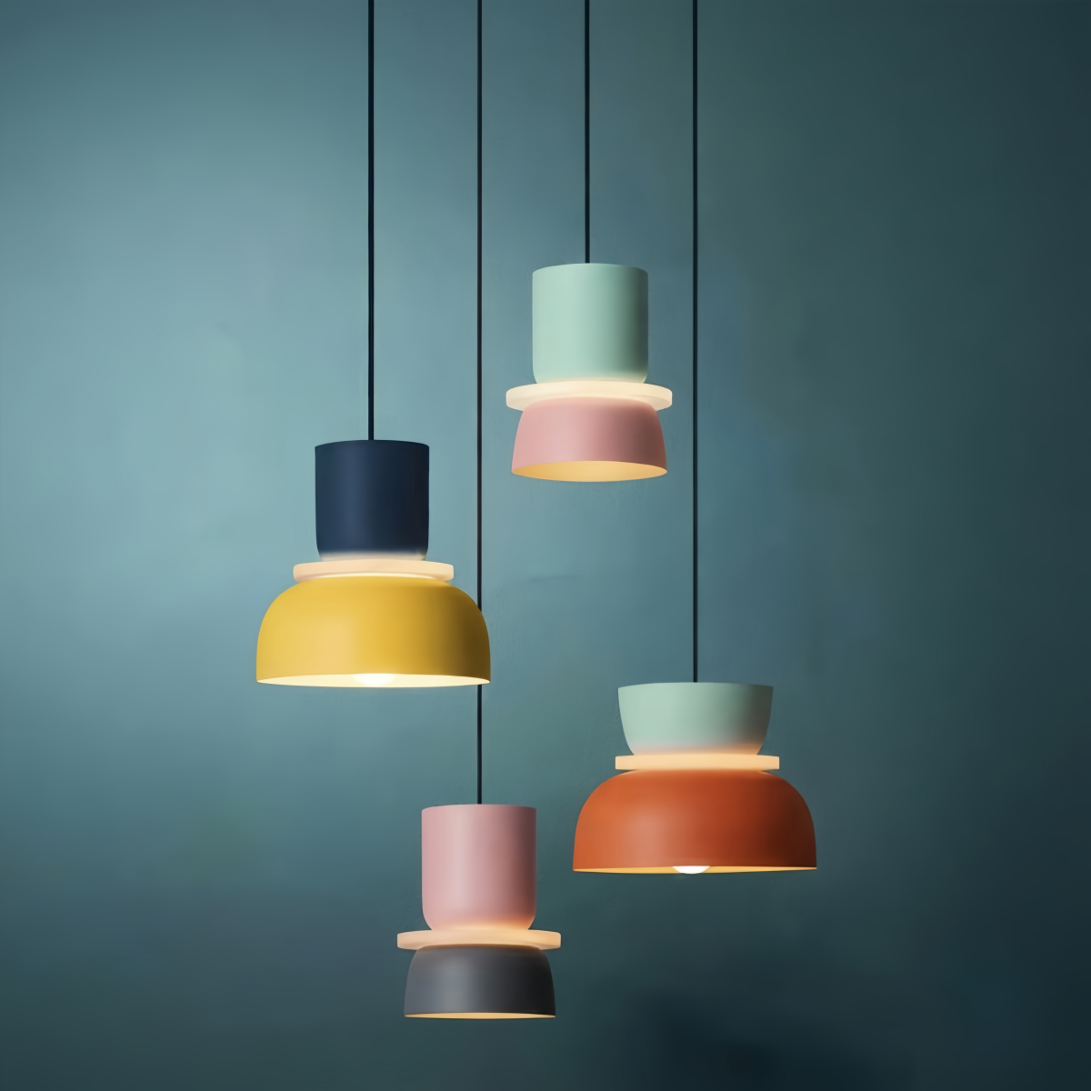 Lámpara colgante Morandia Art Deco de color contrastante - Diseño metálico para comedor