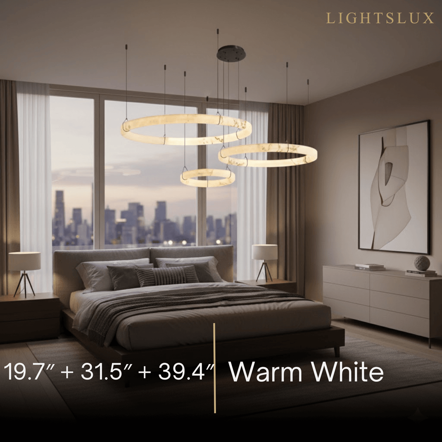 Pendant Lamp — Hand-Carved Stone & Black Metal for Dining Room