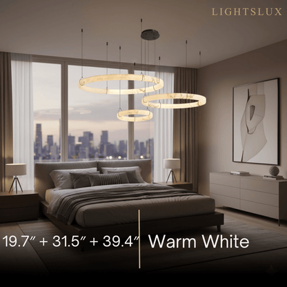 Pendant Lamp — Hand-Carved Stone & Black Metal for Dining Room