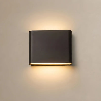 Irondale Minimalist Rectangular Outdoor Wall Lamp - Black Metal for Patio