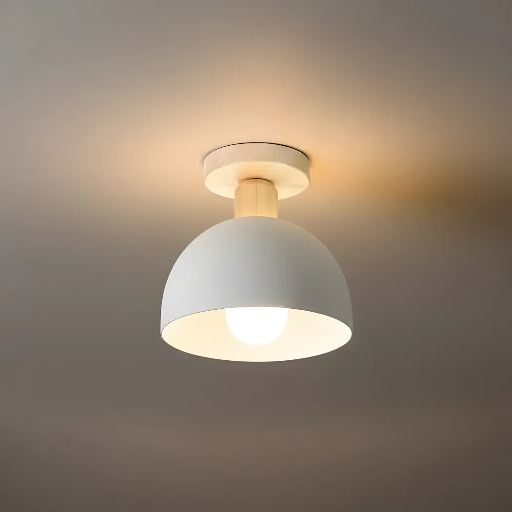 Morandia Moderne Kuppel-/Schalen-Deckenleuchte – 5 Farben, Metall/Holz für Flure