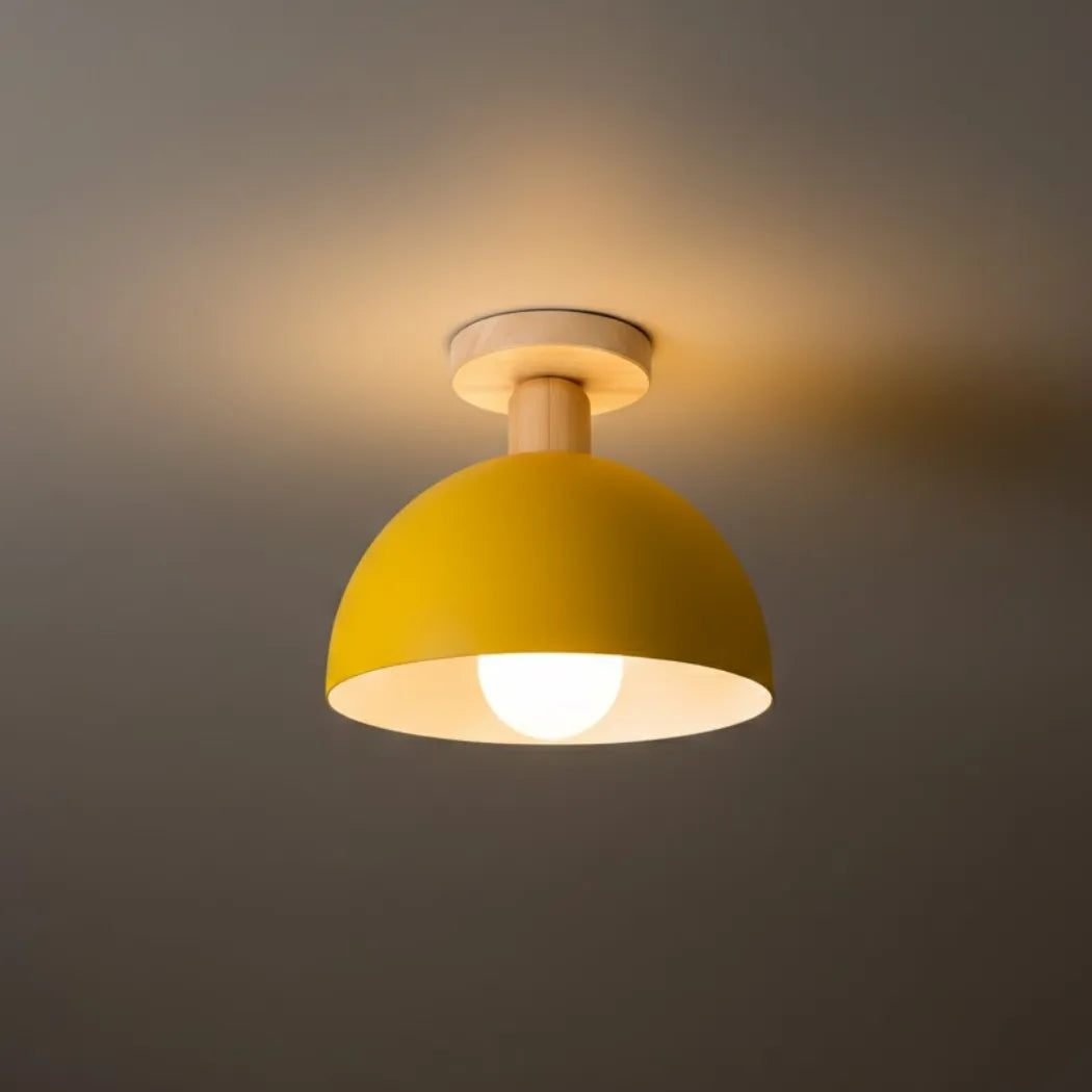 Morandia Moderne Kuppel-/Schalen-Deckenleuchte – 5 Farben, Metall/Holz für Flure