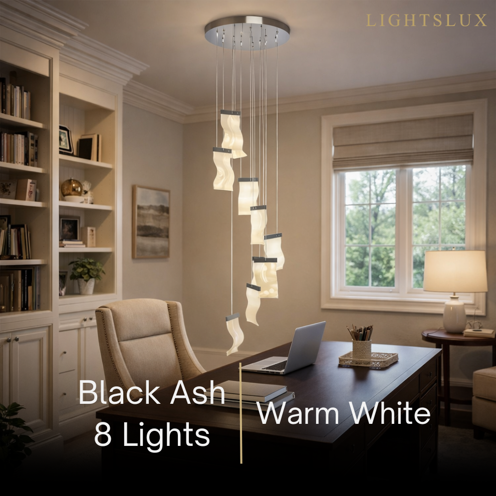 Excelis Royal Leaf-Layered Chandelier – Acrylic in Metallic Gold or Black Ash Dimmable