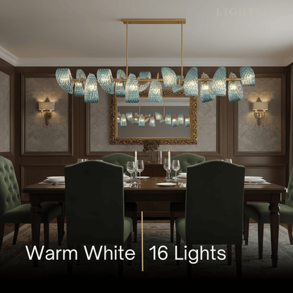 Art Deco Peacock Chandelier – Blue Feather Art Glass Contemporary for Dining Room Bedroom