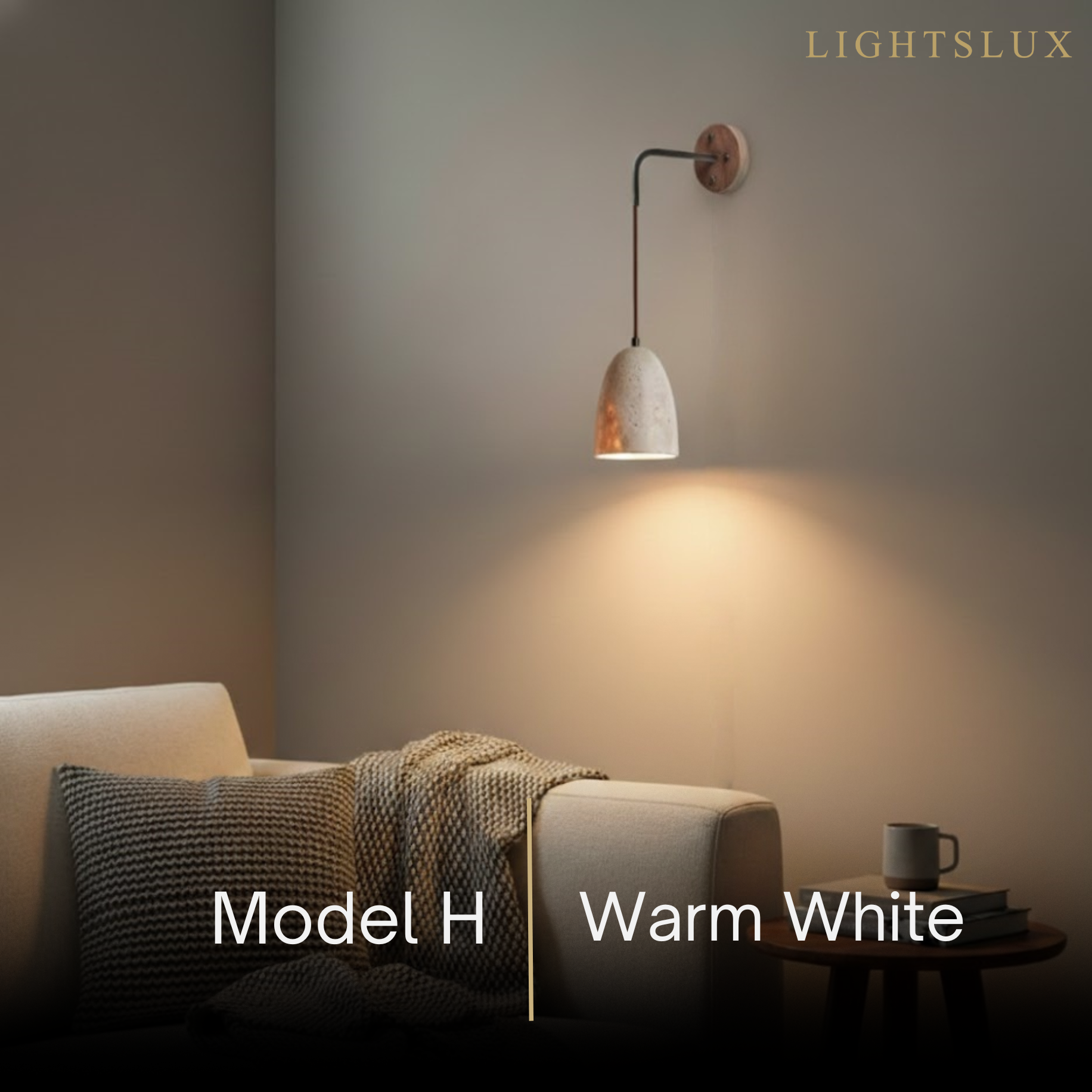 Wall Lamp — Travertine Shade Walnut Wood Socket for Bedside