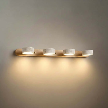Modern Travertine Wall Light – Wood and Stone LED Sconce for Living Room