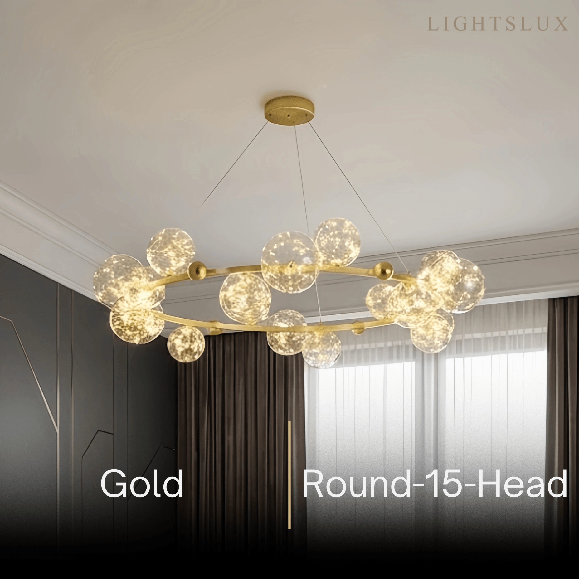 Lámpara de techo Nebula Modern Bubble – Metal dorado/negro con cristal transparente para la cocina