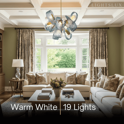 Art Deco Peacock Chandelier – Blue Feather Art Glass Contemporary for Dining Room Bedroom