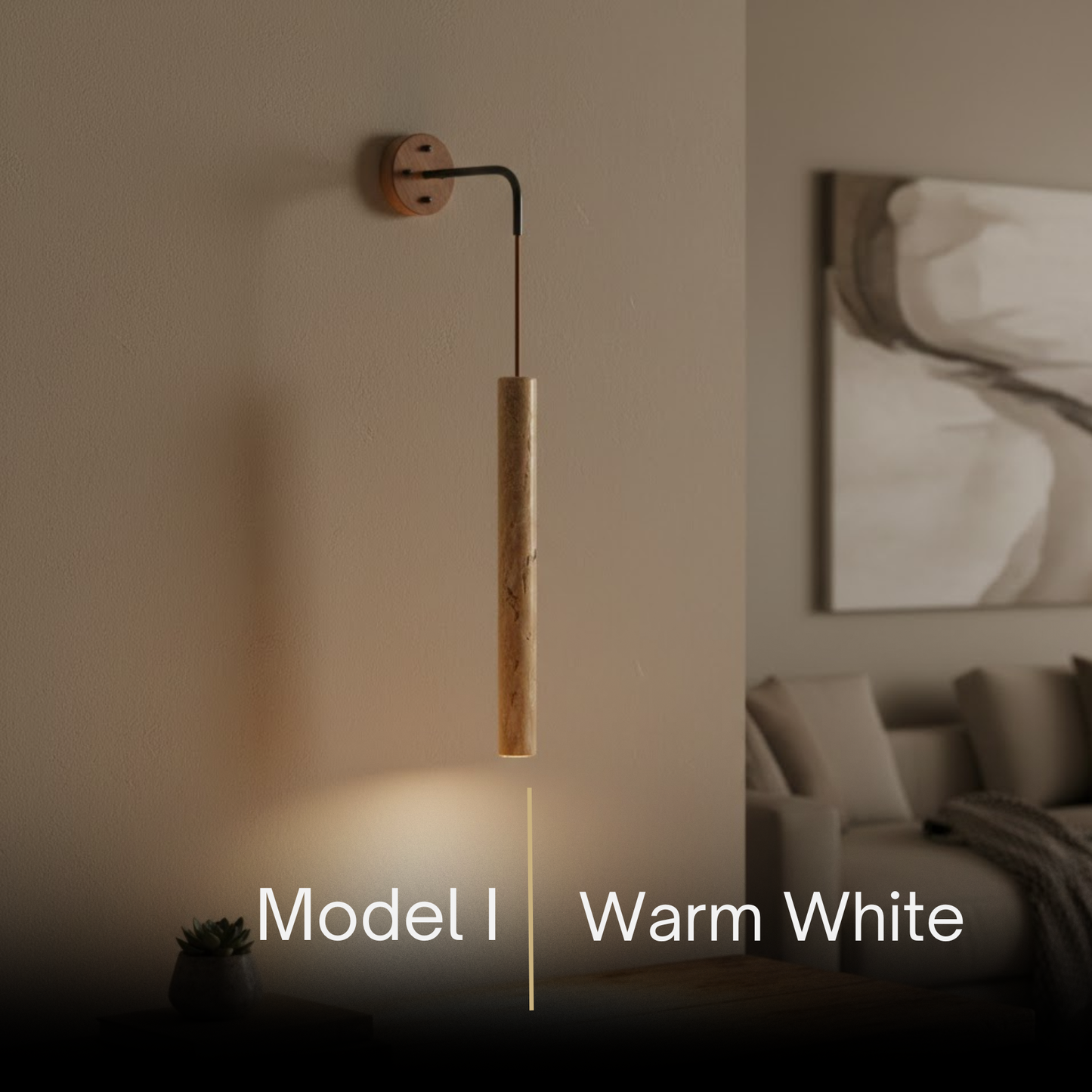 Wall Lamp — Travertine Shade Walnut Wood Socket for Bedside