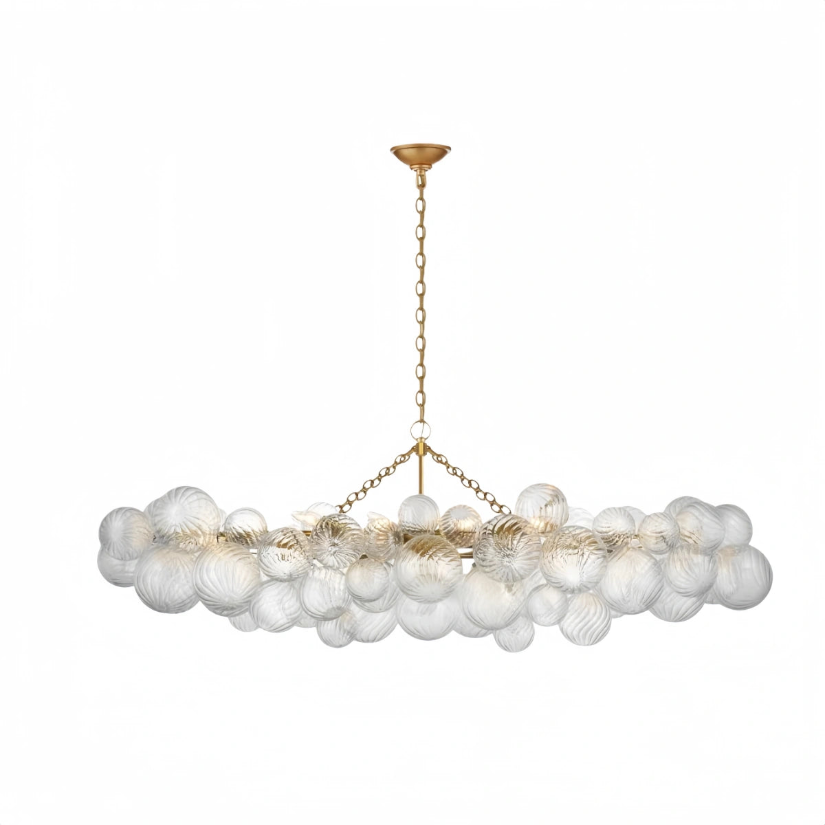 Modern Chandelier – Bubble Etched Glass Golden Chains Artistic for Dining Room/Entryway